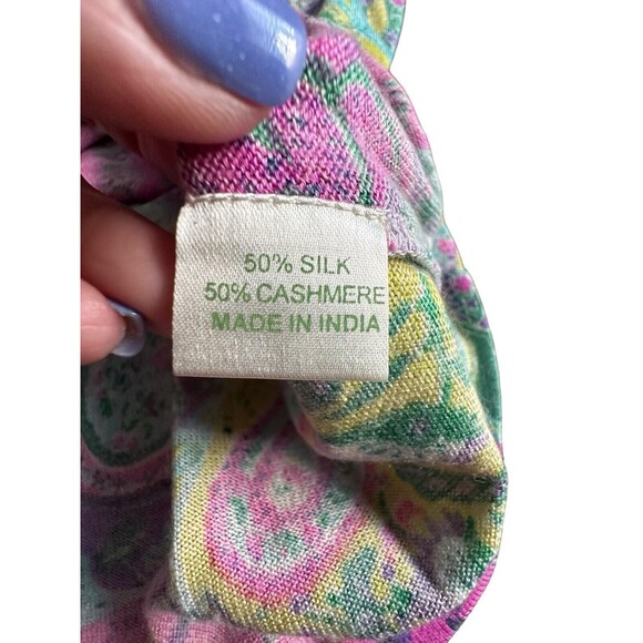 Olivier Goureau Sweater Size Large Cashmere Silk Blend Paisley Print Sweater #M3 - Picture 6 of 8